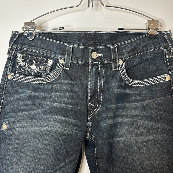 True Religion Classic Denim Straight Distressed Jeans style # MDE859Z05 - Picture 9 of 14